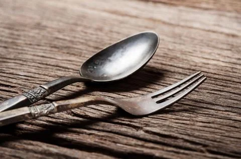 Spoon and fork Stock Photos