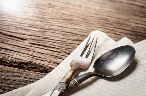 Spoon and fork Stock Photos