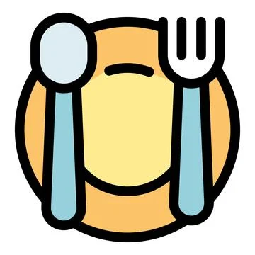 Spoon and fork resting on empty plate, ready for dining experience Stock Illustration