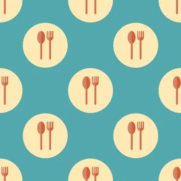Spoon and fork seamless pattern Stock Illustration