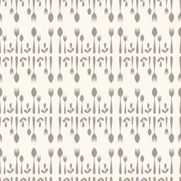 Spoon and fork seamless pattern. Silhouettes Of Cutlery. Kitchen utensils Stock Illustration