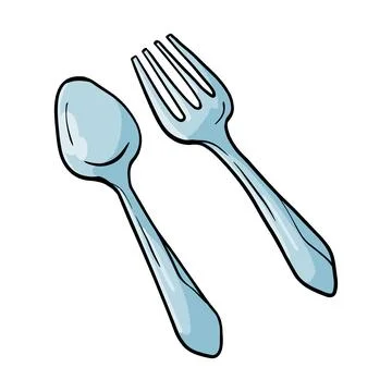 Spoon and Fork Tableware Illustration Stock Illustration