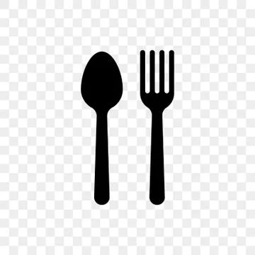 Spoon and fork vector cutlery flat simple icon on transparent background Illustrazione stock