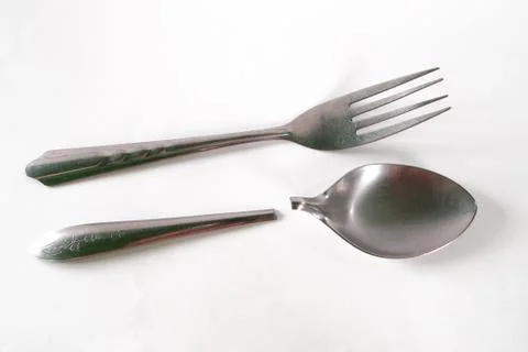 Spoon and fork on white background Stock Photos