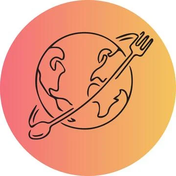 Spoon and Fork, World Cooking Logo, Line Logo, Orange Background, Vector Logo イラスト素材