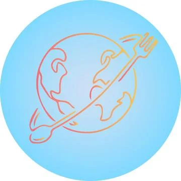 Spoon and Fork, World Cooking Logo, Line Logo, Blue Background, Vector Logo イラスト素材
