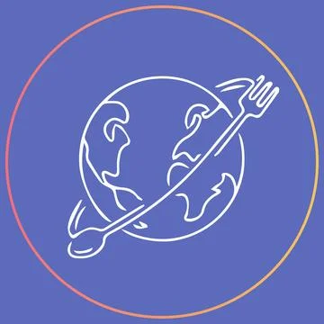 Spoon and Fork, World Cooking Logo, Purple background, Vector Logo イラスト素材