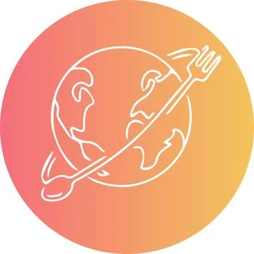 Spoon and Fork, World Cooking Logo, Line Logo, Orange Background, Vector Logo イラスト素材