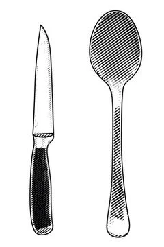 Spoon and knife Stock Illustration
