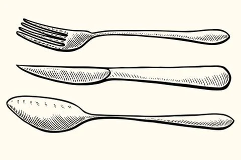 Spoon and knife Illustrazione stock