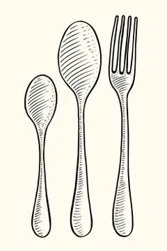 Spoon and knife Illustrazione stock