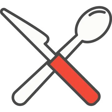 Spoon and knife vector icon Stock Illustration