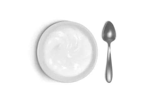 Spoon and plate with breakfast 3D illustration Stock Illustration