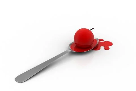 Spoon with apple Free Stock Illustration