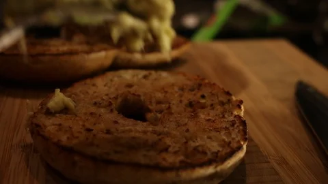 Spoon Avocado Bagel Stock Footage 126665970