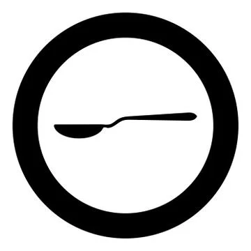 Spoon black icon in circle vector illustration isolated . Stock Illustration