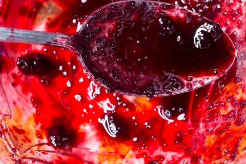 Spoon with Blueberry Jam Foto stock