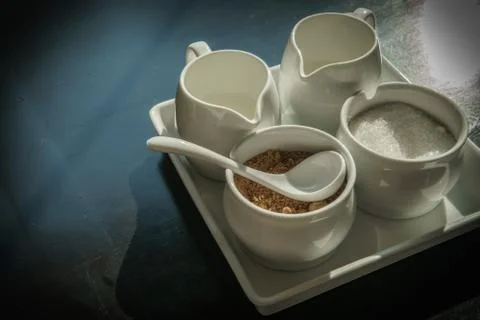 Spoon on brown sugar Stock-Fotos
