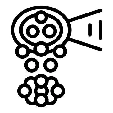 Spoon with bubble tea icon outline vector. Sweet tapioca pearls Illustrazione stock