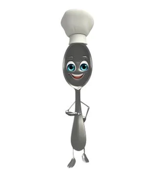 Spoon character with chef cap Illustrazione stock