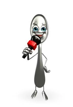 Spoon character with mike Stock Illustration
