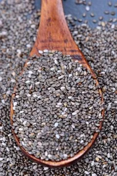 Spoon with chia seeds Stock Photos