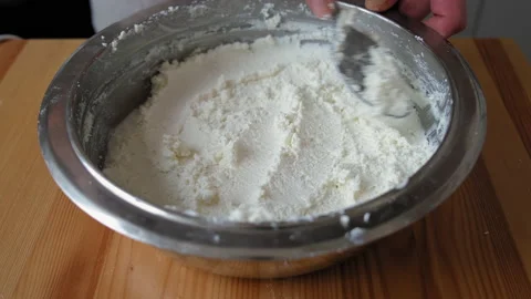 Spoon with cottage cheese. Video stock 196168109