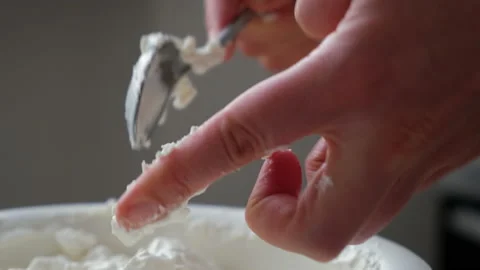 Spoon with cottage cheese Stock Footage 196180259