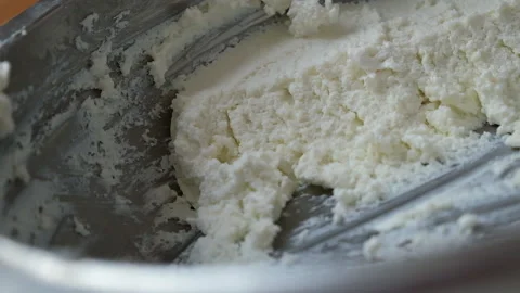 Spoon with cottage cheese Stock Footage 196180385