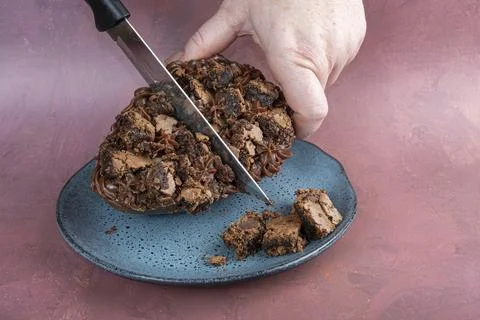 Spoon Easter egg with Brazilian truffle filling and brownie topping 11. Stock Photos