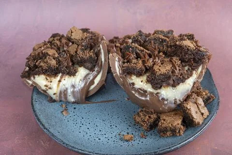 Spoon Easter egg with Brazilian truffle filling and brownie topping 15. Stock Photos