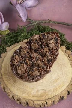 Spoon Easter egg with Brazilian truffle filling and brownie topping 5. Stock Photos