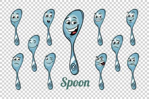 Spoon emotions characters collection set Stock Illustration