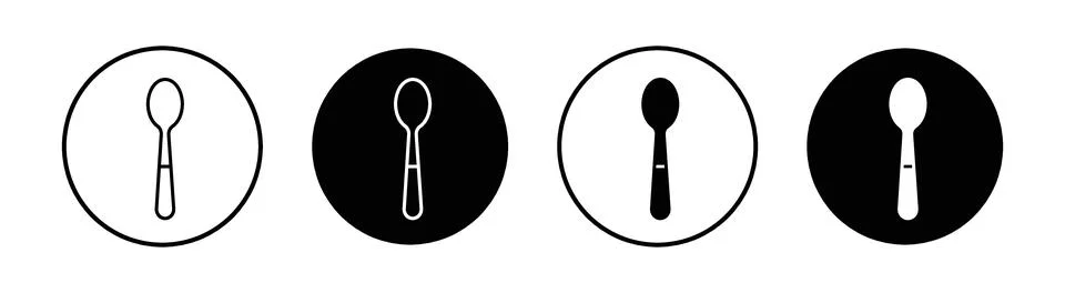 Spoon flat line icon set. Spoon Thin line illustration vector Stock Illustration