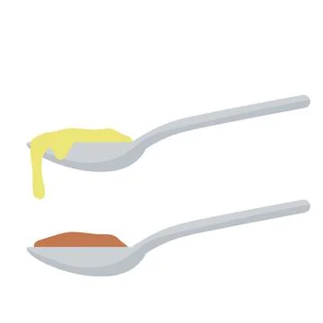 Spoon with food. Set Of elements of the kitchen and dining room Stock Illustration