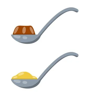Spoon with food. Set Of elements of the kitchen and dining room Stock Illustration