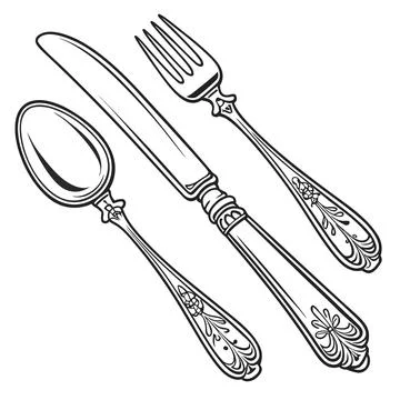 Spoon Fork and Knife Cutlery Set Vector Design Stock Illustration
