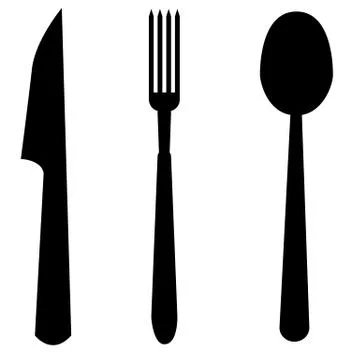 Spoon, fork and knife icon on white background. flat style. cutlery symbol. Illustrazione stock