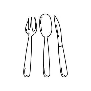 Spoon, Fork and Knife Icon Doodle Illustration Stock-Illustration