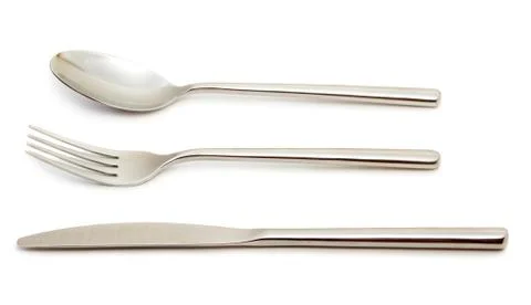 Spoon, fork and knife Stock Photos