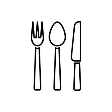 Spoon, fork and knife, Restaurant sign, Flat Vector Icon Stock Illustration
