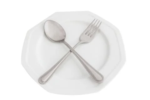 Spoon, fork and plate Stock Photos