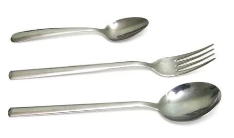 Spoon, fork and small spoon table ware, spoon, fork and small spoon isolat... Stock Photos