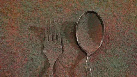 Spoon fork chalk studio Stock Footage 102983921