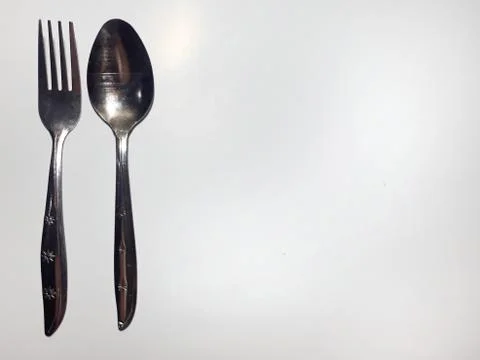 Spoon fork isolated in white background Stockfoto's