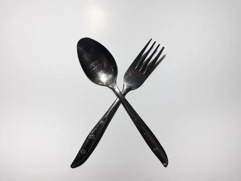 Spoon fork isolated in white background 스톡 사진
