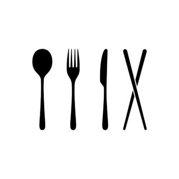 Spoon, fork, knife and chopsticks icon. Chairs accessories. Restaurant concep Stock Illustration