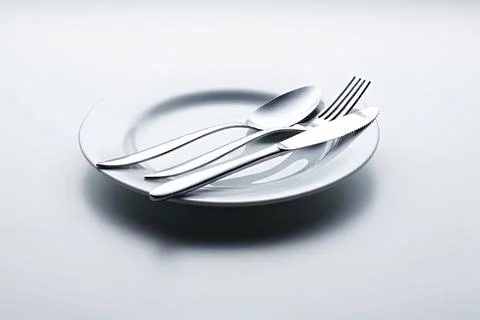 Spoon Fork Knife Plate Stockfoto's