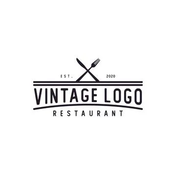 Spoon Fork Knife for Restaurant Bar Bistro Vintage Retro Logo design vector Stock Illustration