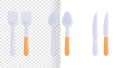 Spoon, fork, knife set Stock Illustration